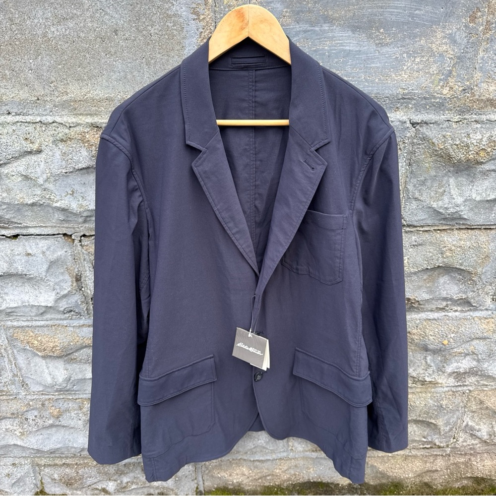 Eddie Bauer Mens Blazer Jacket Navy Blue Size 44 New Flexion Travel Performance
